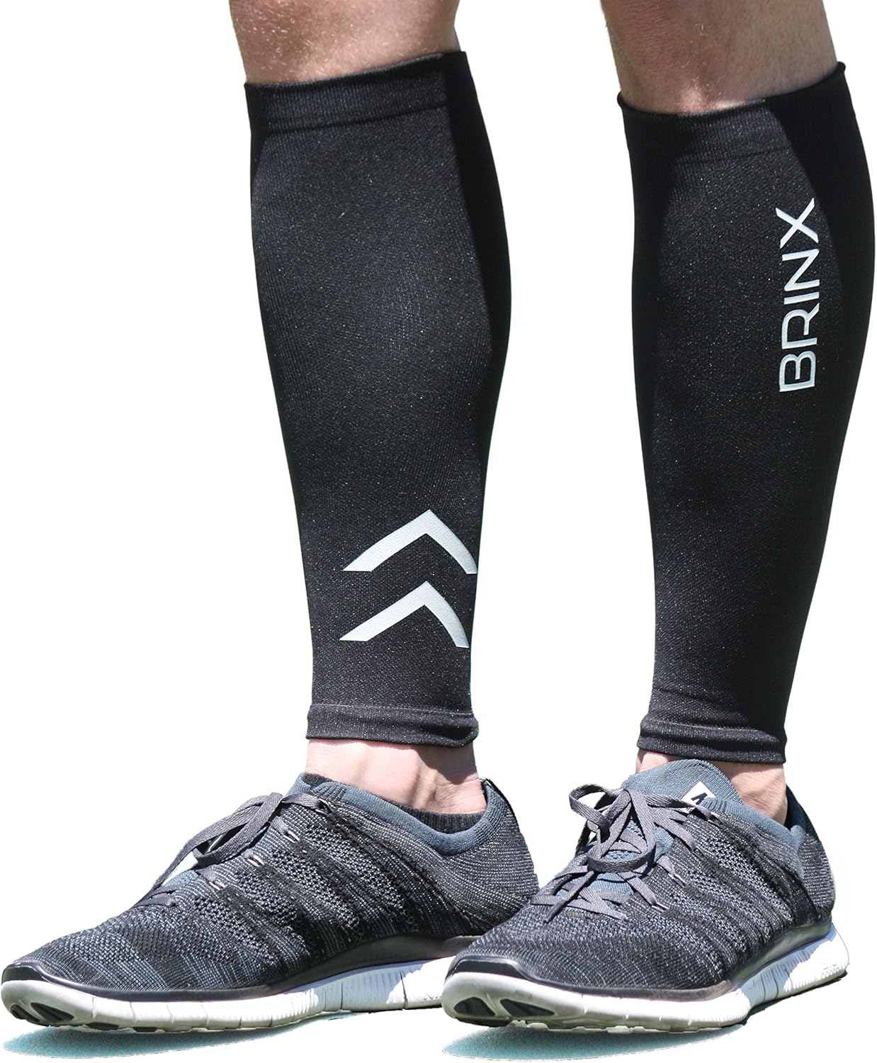 小牛皮压力袖套 ( 1双装 ) - brinx 反光腿压力袜适用于跑步自行车